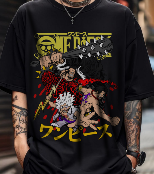 Kaido, Luffy & Ace T-Shirt – 100% Cotton One Piece Anime Tee for Fans