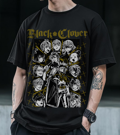 Black Clover Characters T-Shirt – 100% Cotton Anime Tee – Asta Yuno Noelle Shirt for Anime Fans