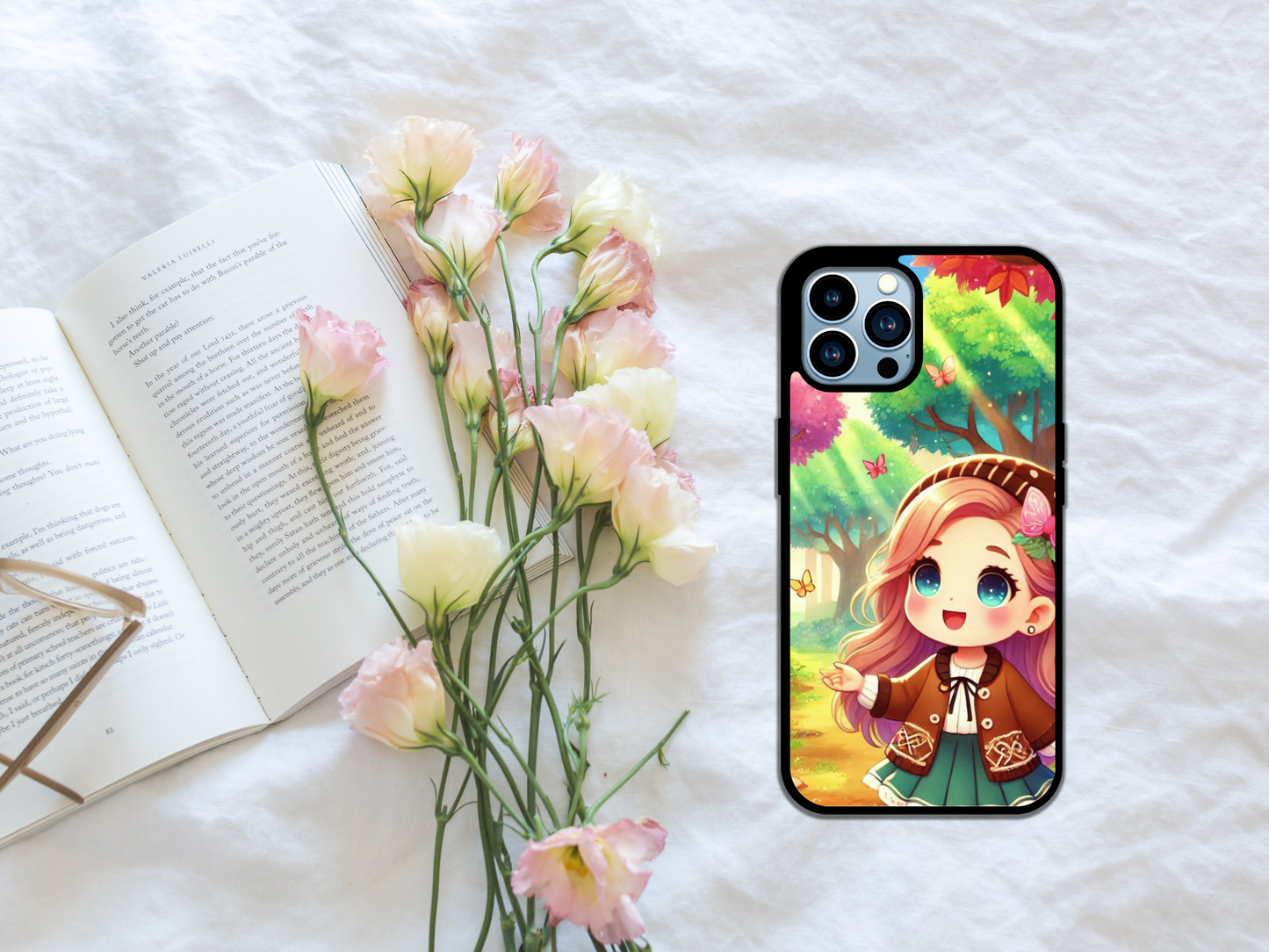 Autumn Stroll – Kawaii Forest Girl Phone Case