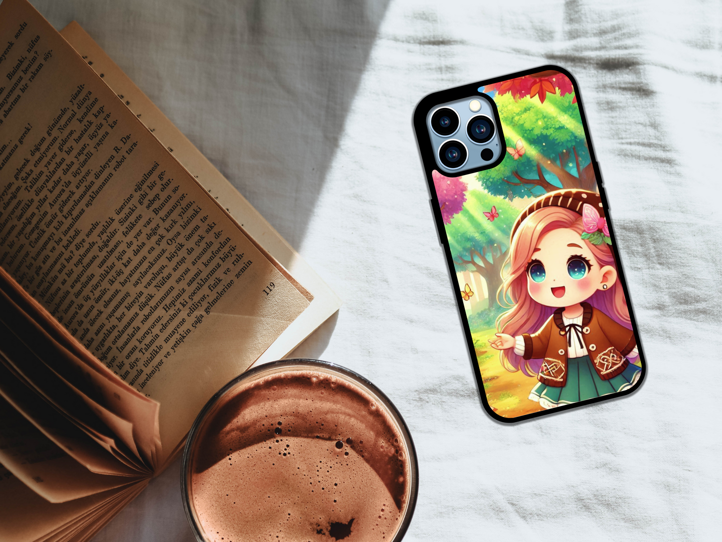 Autumn Stroll – Kawaii Forest Girl Phone Case