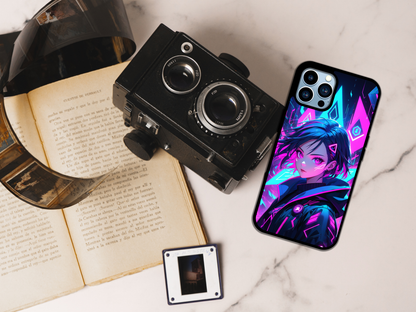 Neon Cyberpunk Dreamscape Anime-Inspired Art Print