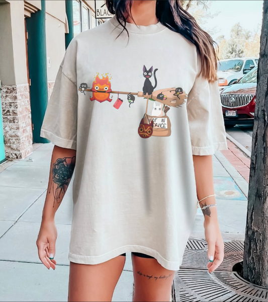 Calcifer Jiji Soot Sprites T-Shirt – 100% Cotton Studio Ghibli Cute Anime Tee