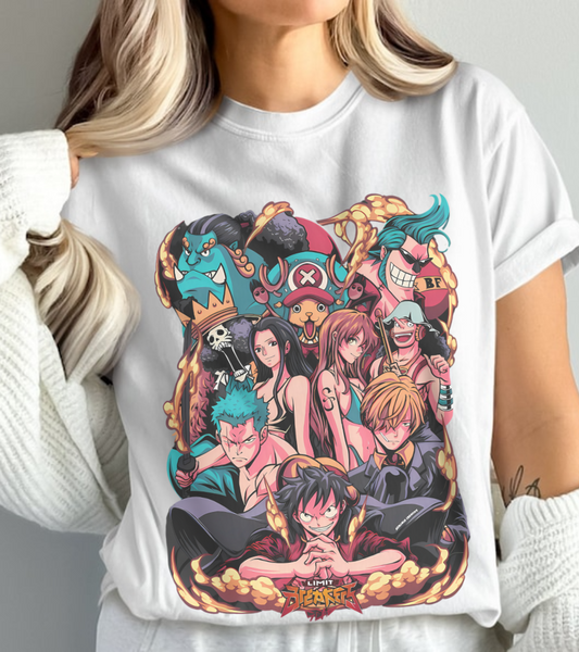 One Piece Characters T-Shirt – 100% Cotton Anime Tee Featuring Luffy, Zoro, Nami & More