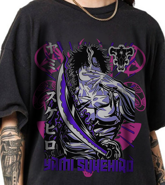 Yami Sukehiro Black Clover T-Shirt – 100% Cotton Anime Tee for Shonen Fans