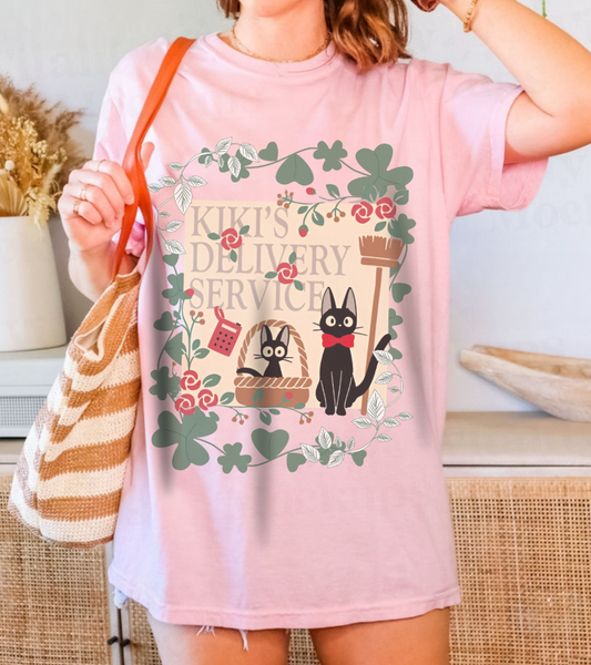 Kiki’s Delivery Service T-Shirt – 100% Cotton Studio Ghibli Tee Featuring Kiki and Jiji