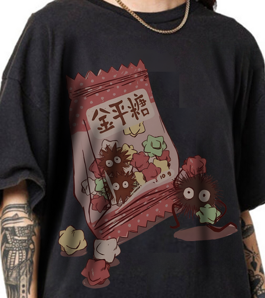 Soot Sprites Candy T-Shirt – 100% Cotton Cute Studio Ghibli Anime Tee